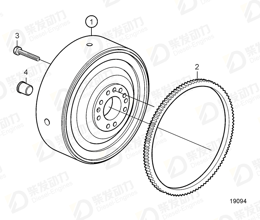 VOLVO Starter gear ring 22003479 Drawing